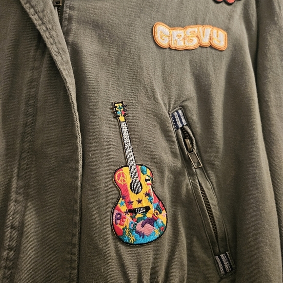 Ladies Olive Green Jacket with Fun Patches - Picture 3 of 6